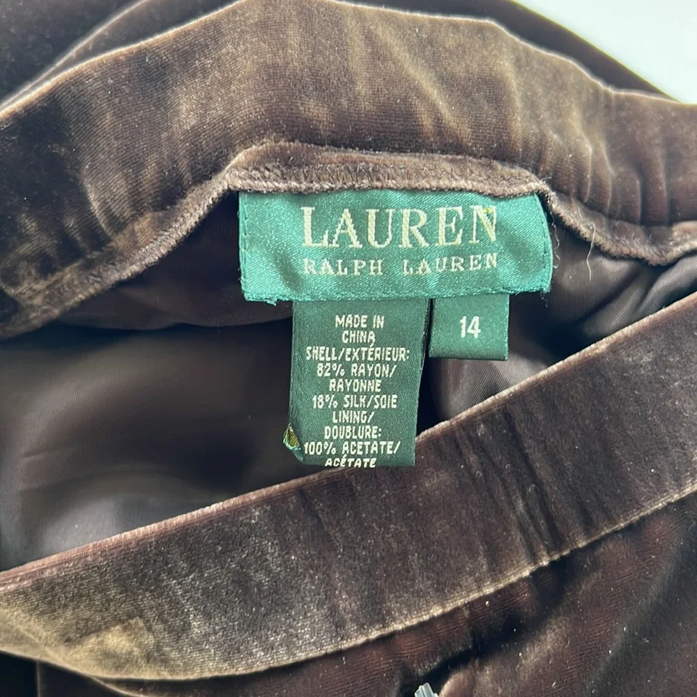 Lauren RL rich brown fluid silk blend velvet pants fully lined LIKE NEW - Picture 6 of 6